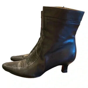 Cole Haan Black Leather Point Toe Heel Boots
